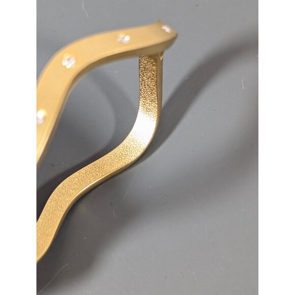 Gold Tone Matte Wavy Rhinestone Tennis Bracelet 6.5" - Picture 5 of 7